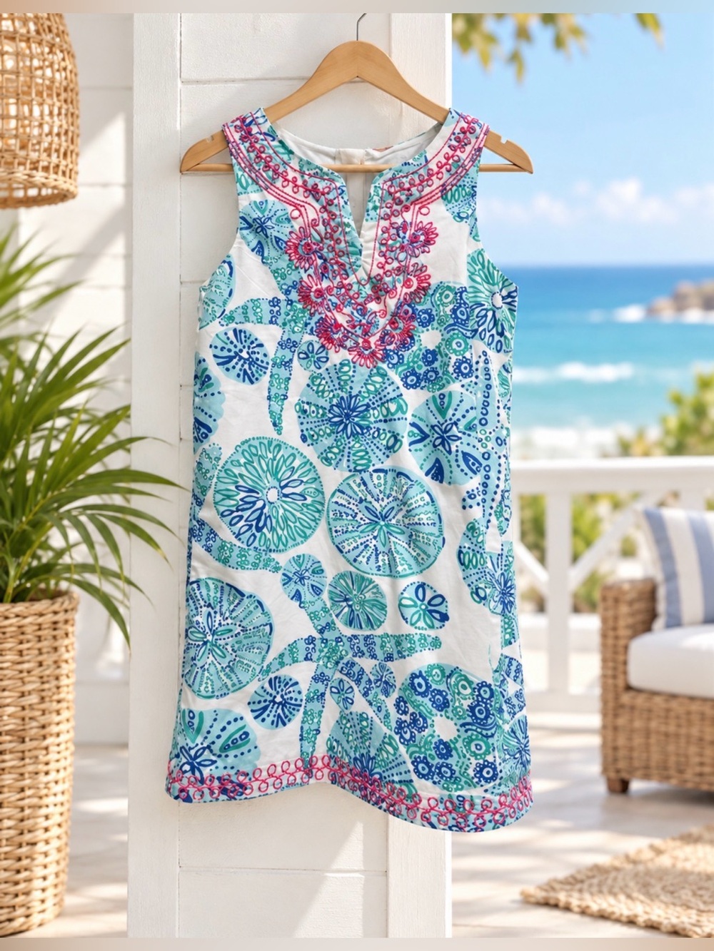 Lilly Pulitzer size 5 T blue sea urchin print dress 100% cotton